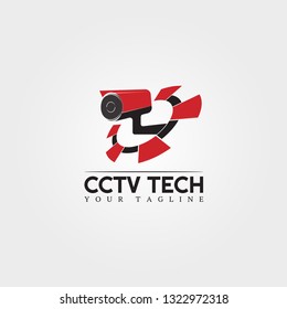 Cctv camera icon template, creative vector logo technology, illustration element