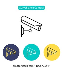 CCTV camera icon. Video surveillance on a white background. Public Navigation symbol for info graphics, websites and print media. Line style design image. Editable stroke. Vector illustration.