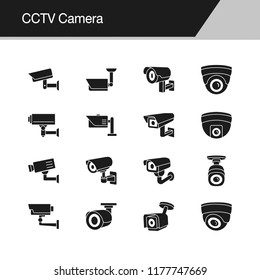 CCTV Camera icons. Design for presentation, graphic design, mobile application, web design, infographics, UI. Vector illustration.