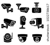 CCTV camera icons. Vector illustrations.