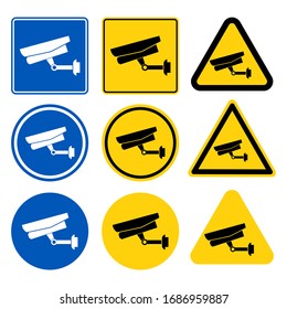 CCTV Camera label.Black Video surveillance sign on white background.vector illustration