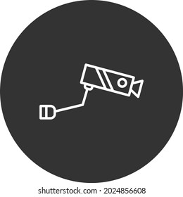 CCTV Camera Line Circle Inverted Vector Icon Design