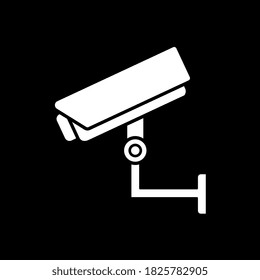 Cctv Kamerazeilensymbol. Ausgefülltes Flachbild-Zeichen für mobiles Konzept und Webdesign. Überwachungskamera einfache, solide Symbol. Einzeln auf schwarzem Hintergrund