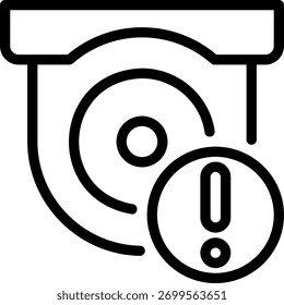 Vector de ilustración de icono de línea de cámara CCTV