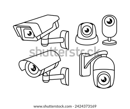 CCTV camera line icon isolated on white background