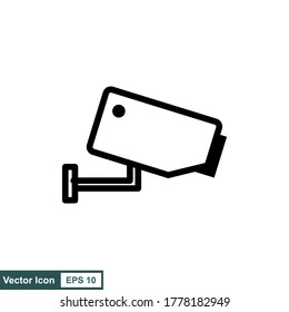 Icono de la línea de la cámara CCTV, símbolo del vector de contorno, pictograma de estilo lineal aislado en blanco. Símbolo de vigilancia de vídeo, ilustración del logotipo. Trazo editable