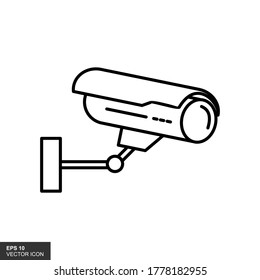 Icono de la línea de la cámara CCTV, símbolo del vector de contorno, pictograma de estilo lineal aislado en blanco. Símbolo de vigilancia de vídeo, ilustración del logotipo. Trazo editable