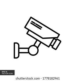 CCTV camera line icon, outline vector sign, linear style pictogram isolated on white. Video Surveillance Symbol, logo illustration. Editable stroke