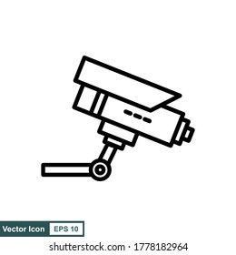 CCTV camera line icon, outline vector sign, linear style pictogram isolated on white. Video Surveillance Symbol, logo illustration. Editable stroke