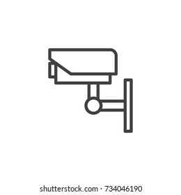 Cctv camera line icon, outline vector sign, linear style pictogram isolated on white. Video Surveillance Symbol, logo illustration. Editable stroke