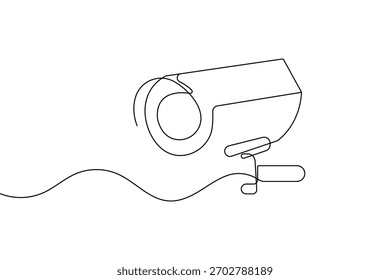 Cctv camera one line drawing elegant minimal outline surveillance vector design