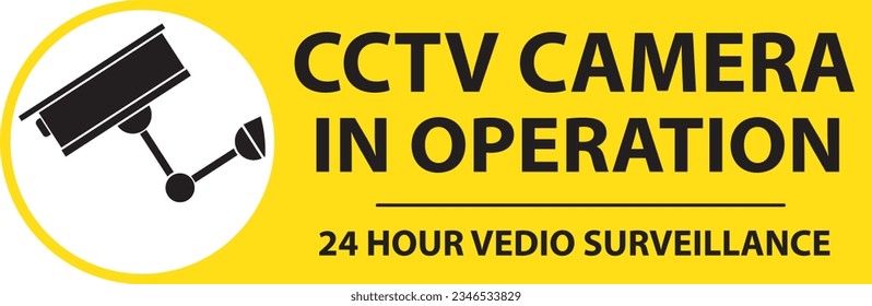 Cámara CCTV en funcionamiento vector de advertencia