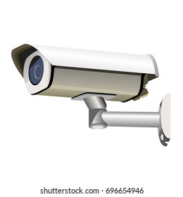 CCTV camera for outdoor surveillance system. Realistic vector illustration isolated on white background.