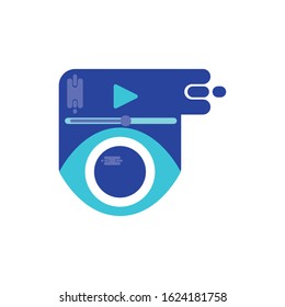 Cctv camera and play icon design of Security system safety video technology control surveillance equipment and electronic theme Vector illustration