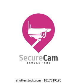 CCTV Camera with Point icon Logo Design Vector Template, Concept Symbol