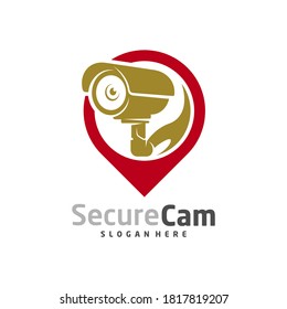 CCTV Camera with Point icon Logo Design Vector Template, Concept Symbol