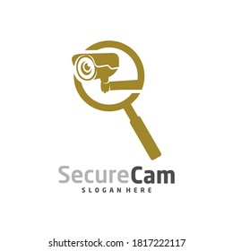 CCTV Camera with Search Logo Design Vector Template, Concept Symbol, Icon
