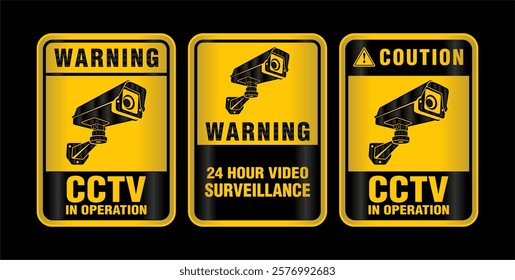 CCTV camera security sticker, sign, logo, badge, emblem, label printable element for home, building and street