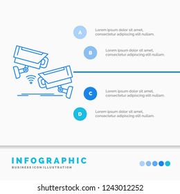 CCTV, Camera, Security, Surveillance, Technology Infographics Template for Website and Presentation. Line Blue icon infographic style vector illustration