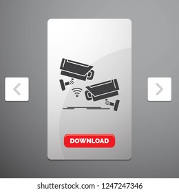 CCTV, Camera, Security, Surveillance, Technology Glyph Icon in Carousal Pagination Slider Design & Red Download Button