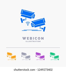CCTV, Camera, Security, Surveillance, Technology 5 Color Glyph Web Icon Template isolated on white. Vector illustration