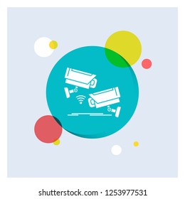 CCTV, Camera, Security, Surveillance, Technology White Glyph Icon colorful Circle Background
