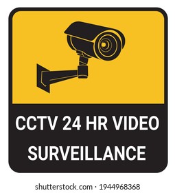 Signo de cámara CCTV, Signo de vigilancia CCTV 24 HR, Vector para pegatinas