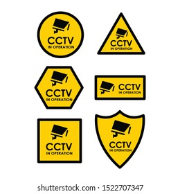 cctv camera sign modern sticker set icon vector design
