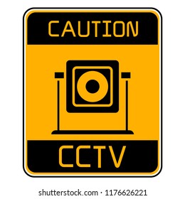 CCTV camera sign in yellow signage