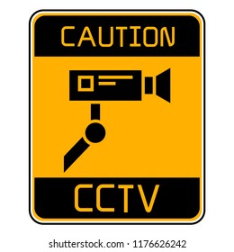 CCTV camera sign in yellow signage