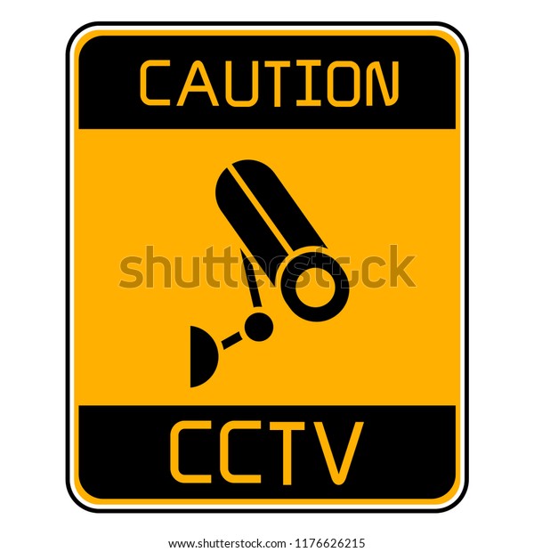 Cctv Camera Sign Yellow Signage Stock Vector (Royalty Free) 1176626215 ...