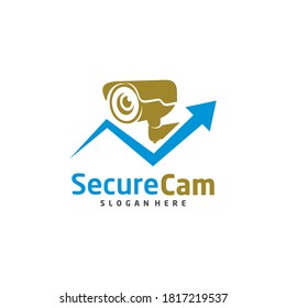 CCTV Camera with Stats Logo Design Vector Template, Concept Symbol, Icon