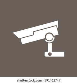 CCTV Camera or CCTV Surveillance Icon on Dark Gray Color. Eps-10.