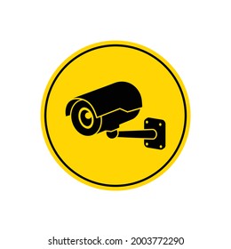 Cctv camera symbol sign isolated on white. Warning attention. Monitored area. Simple flat design. Vector illustration.