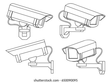 cctv camera in thin line style