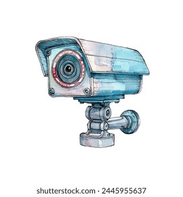 cctv camera vector illustration in watercolor style