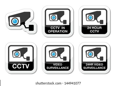 CCTV camera, Video surveillance icons set