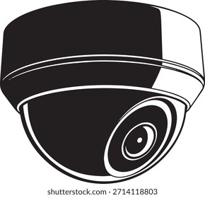 CCTV dome camera silhouette. Security surveillance camera vector icon for safety and monitoring systems.