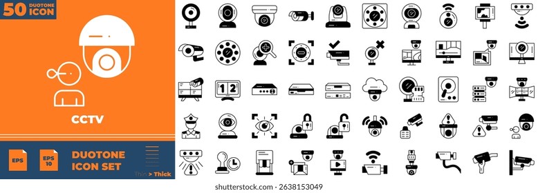 CCTV Duotone Editable Icons set. Vector illustration in modern thin duotone style of cctv icons: camera, security, cam, etc