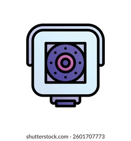 CCTV. Editable vector icon, coloured with outlined stroke.