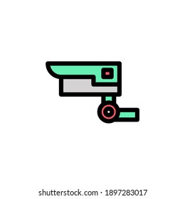 icono de línea rellenada por cctv. Internet de ilustración de vector de reflexión sobre fondo blanco