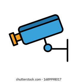 CCTV mit Vektorillustration von gefüllten Linien