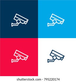 Cctv four color material and minimal icon logo set in red and blue