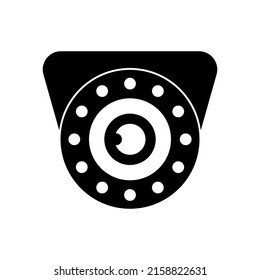 Icono del símbolo de la cámara delantera CCTV ilustración vectorial en blanco y negro. Aislado sobre fondo blanco