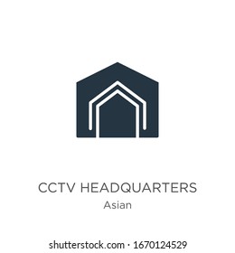 Vector de icono de la sede Cctv. Icono moderno de la sede de cctv plana de una colección asiática aislada en fondo blanco. La ilustración vectorial se puede utilizar para diseño gráfico web y móvil, logotipo, eps10