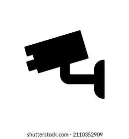 CCTV Icon in black flat glyph, filled style isolated on white background