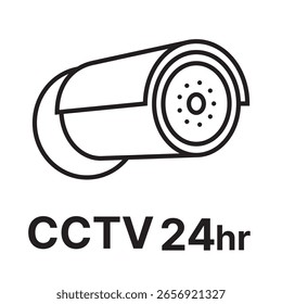 Ícone CCTV. Ícone CCTV composto por linhas. Câmera de vigilância 24 horas