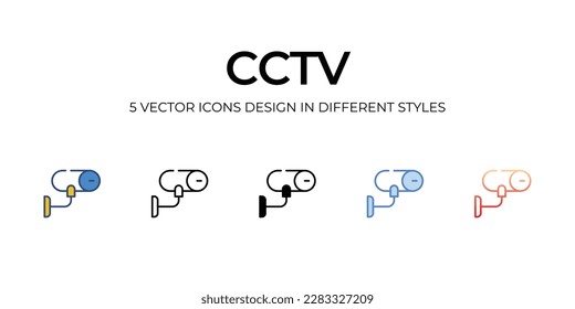 Cctv Icon Design in Five style with Editable Stroke. Line, Solid, Flat Line, Duo Tone Color, and Color Gradient Line. Suitable for Web Page, Mobile App, UI, UX�and�GUI�design.