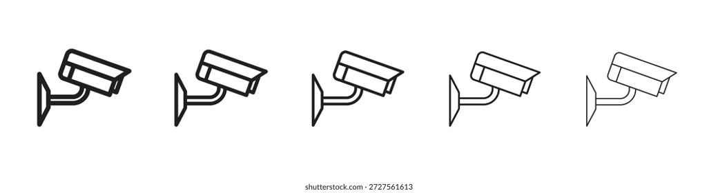 Diseño de icono de CCTV en estilo de trazo editable delgado para trabajo gráfico