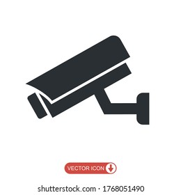 Icono de CCTV de estilo plano, Vector de cámara de seguridad aislado en fondo blanco, concepto de negocio de seguridad, 